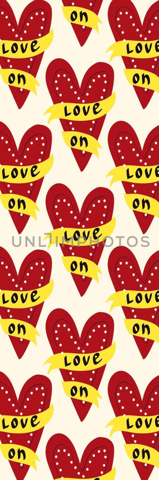Retro groovy cartoon valentine's day bookmark with hearts