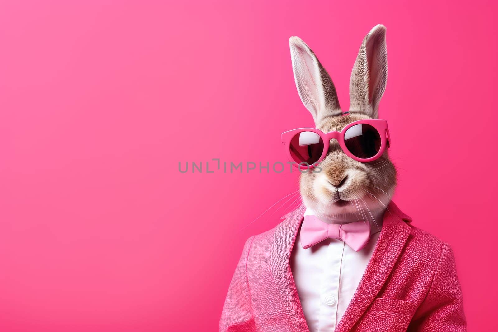 Stylish portrait of dressed up anthropomorphic Animal wearing glasses, AI Generative.