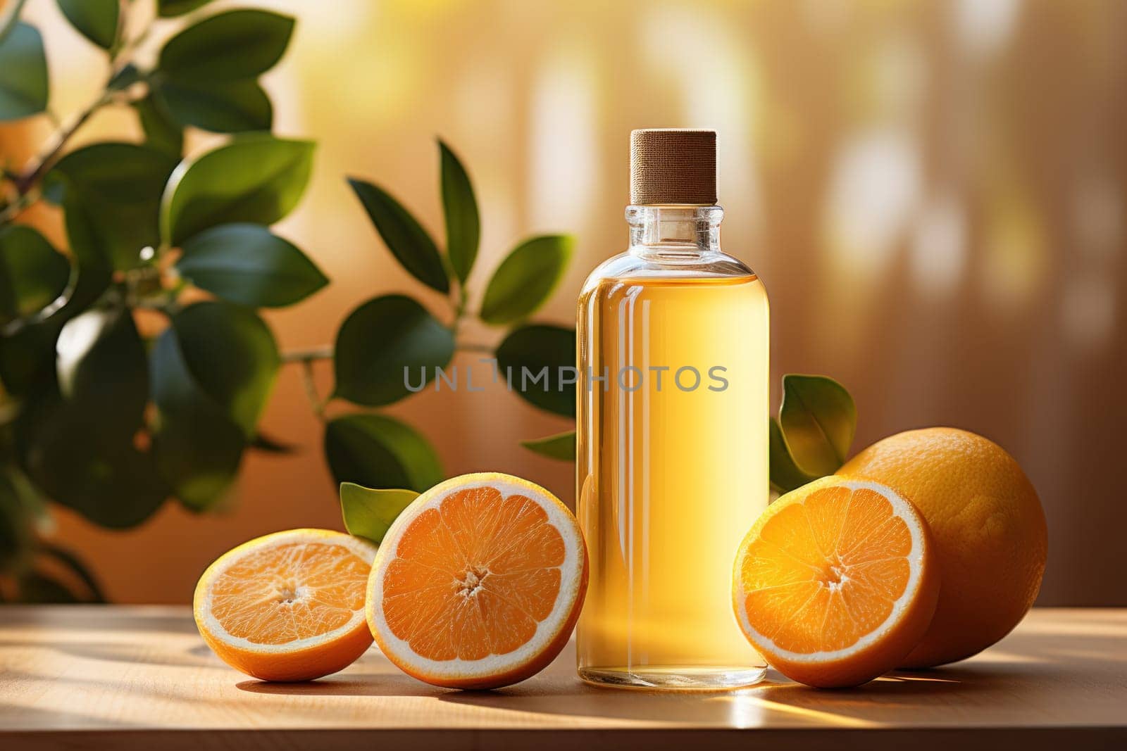 photo of vitamin c product with sliced orange.