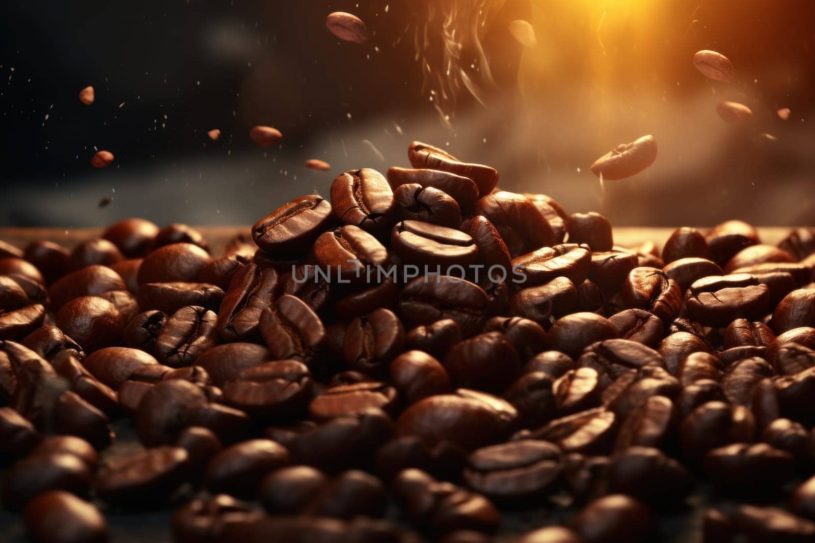 Coffee beans aesthetic scenery background.