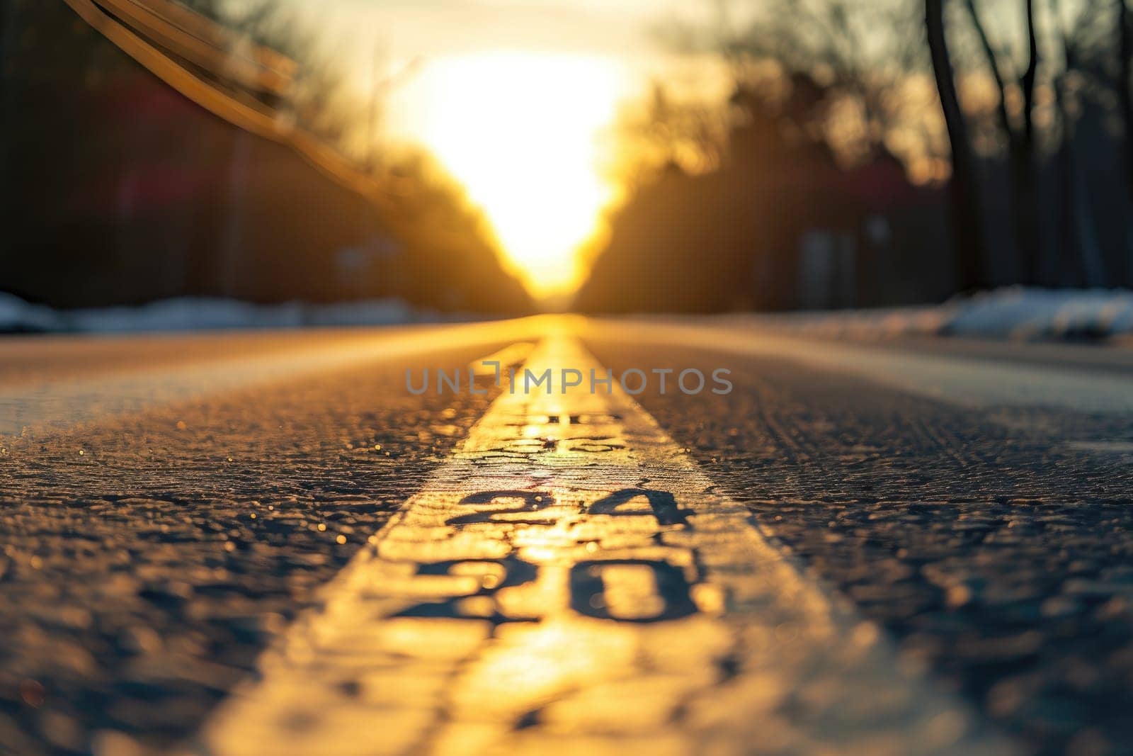 road to 2024, empty street with the new year 2024 written on the road.