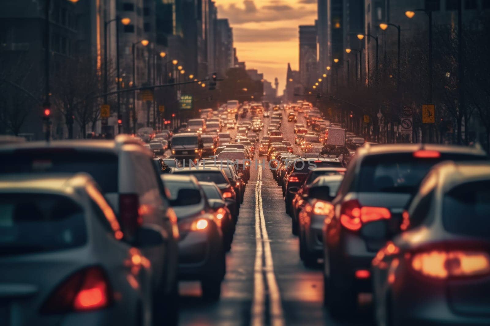 Photo of Stressful moment during a traffic jam, AI Generative by nijieimu