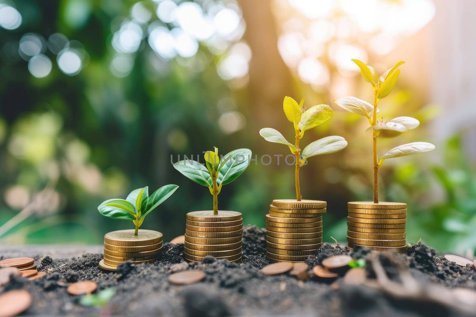 Stack of coins. Financial concept of savings, Investment wealth and prosperity, background banner.