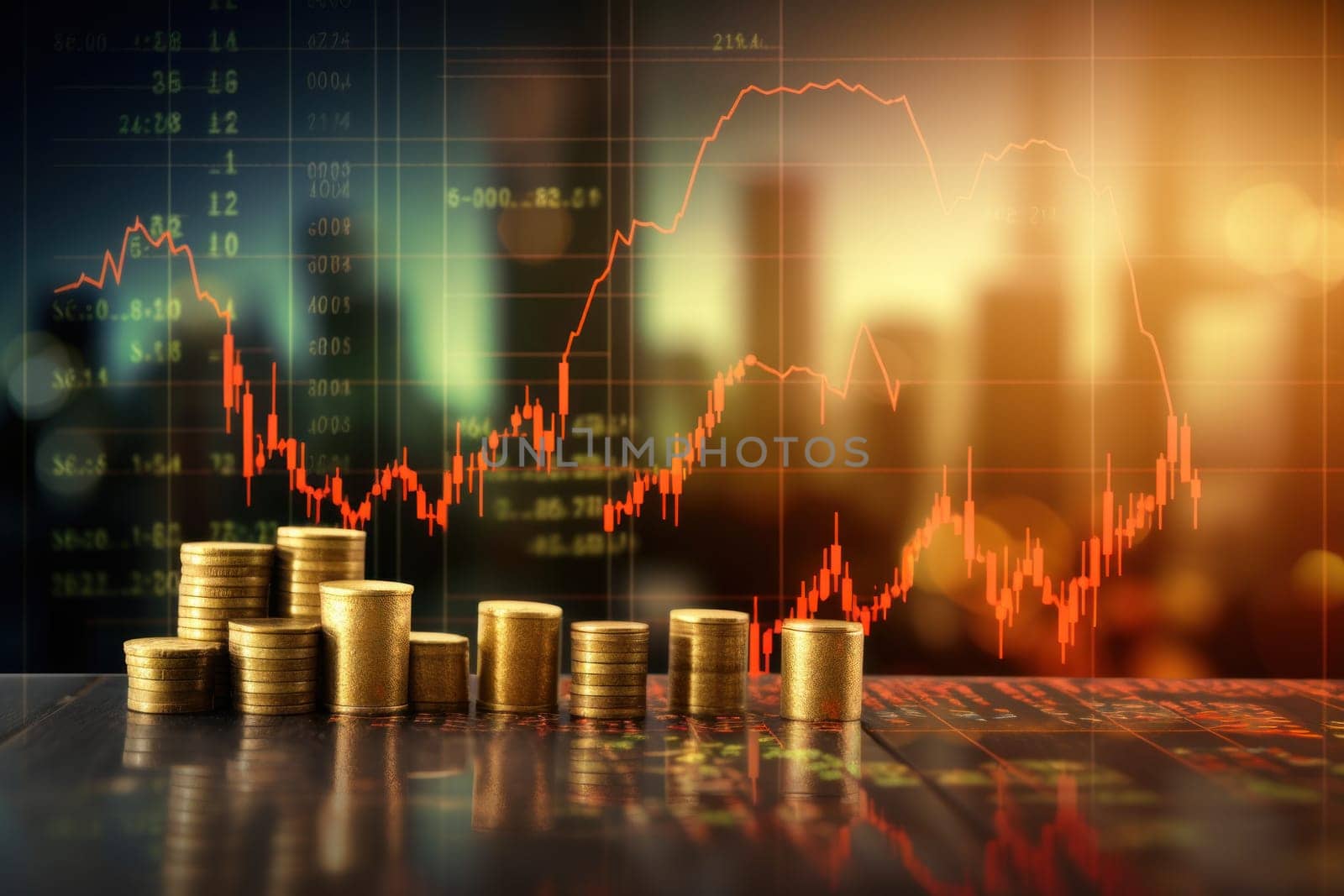 Interest rate hike with money, finance and investment background.