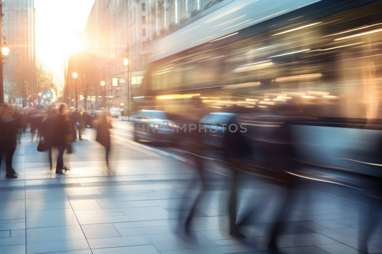 Photo of Motion blur of people commuting in busy street.