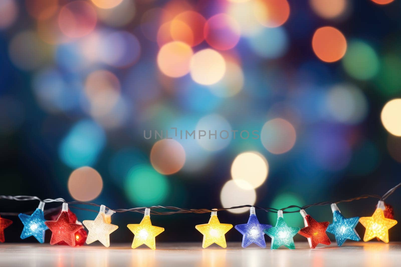 Star shaped bokeh, Christmas decoration celebration holiday background, AI Generative.