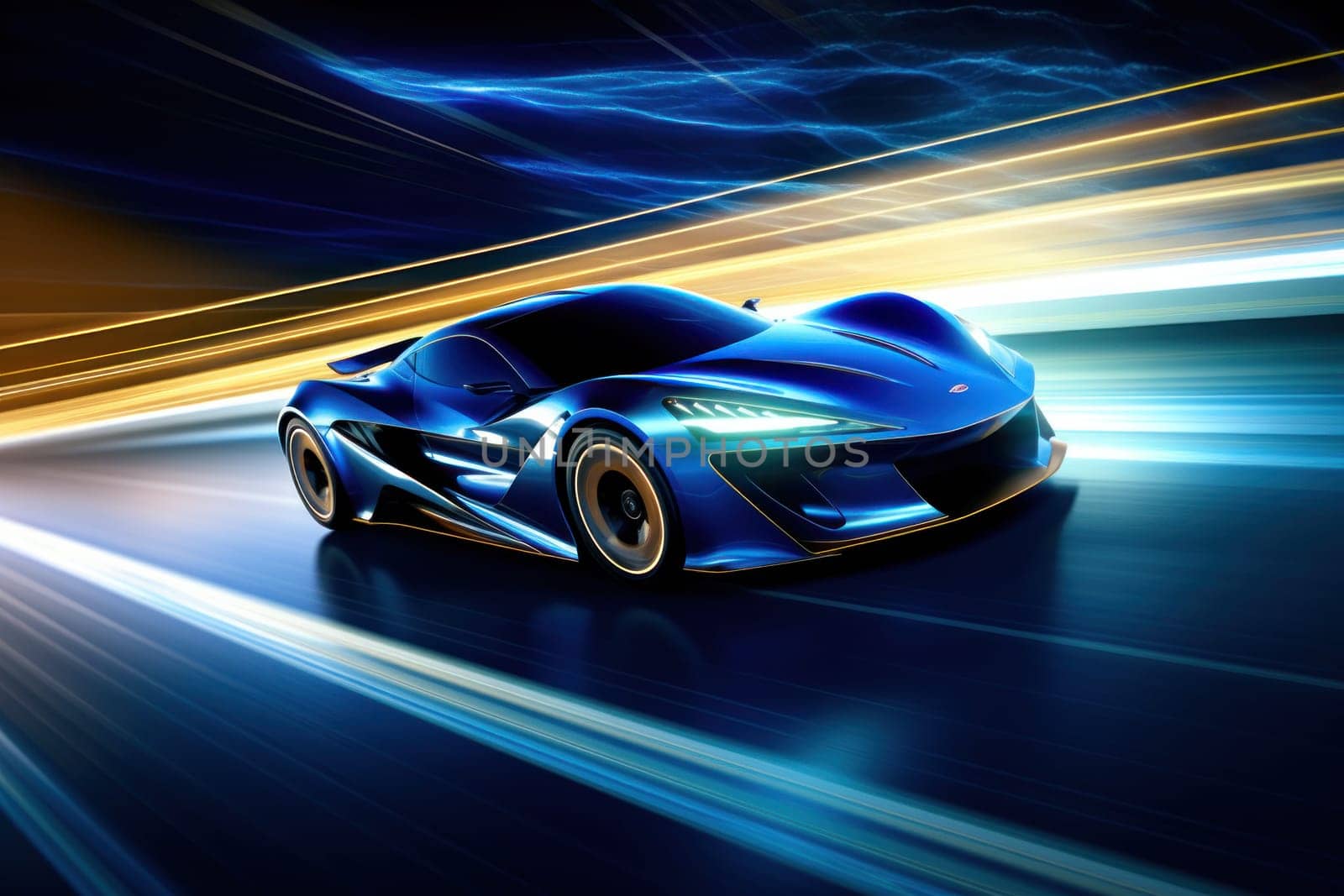 futuristic sporty car concept with sleek lines, evolution of automotive technology. Generative AI by nijieimu