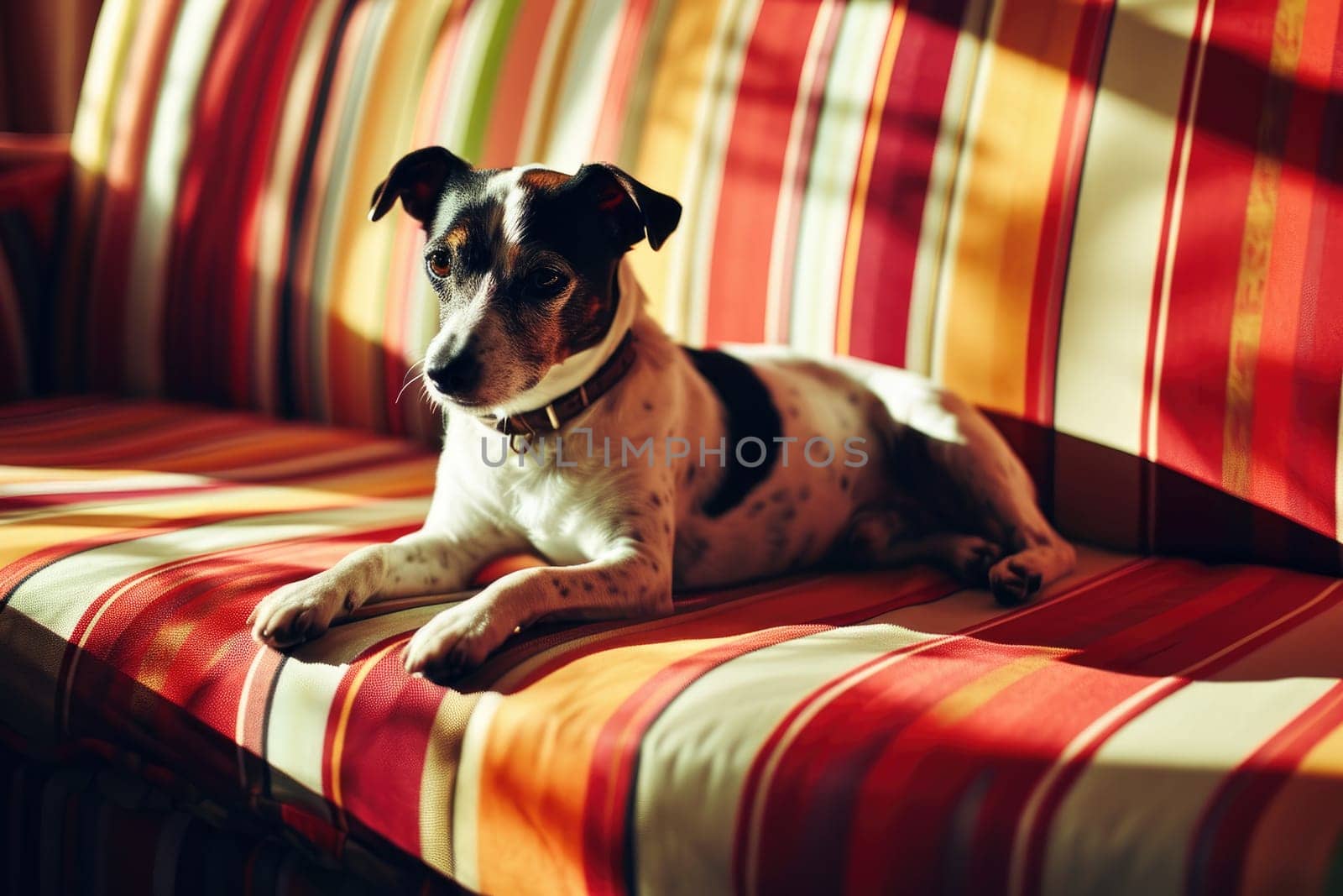 Portrait of a dog in pop art style, vintage style.
