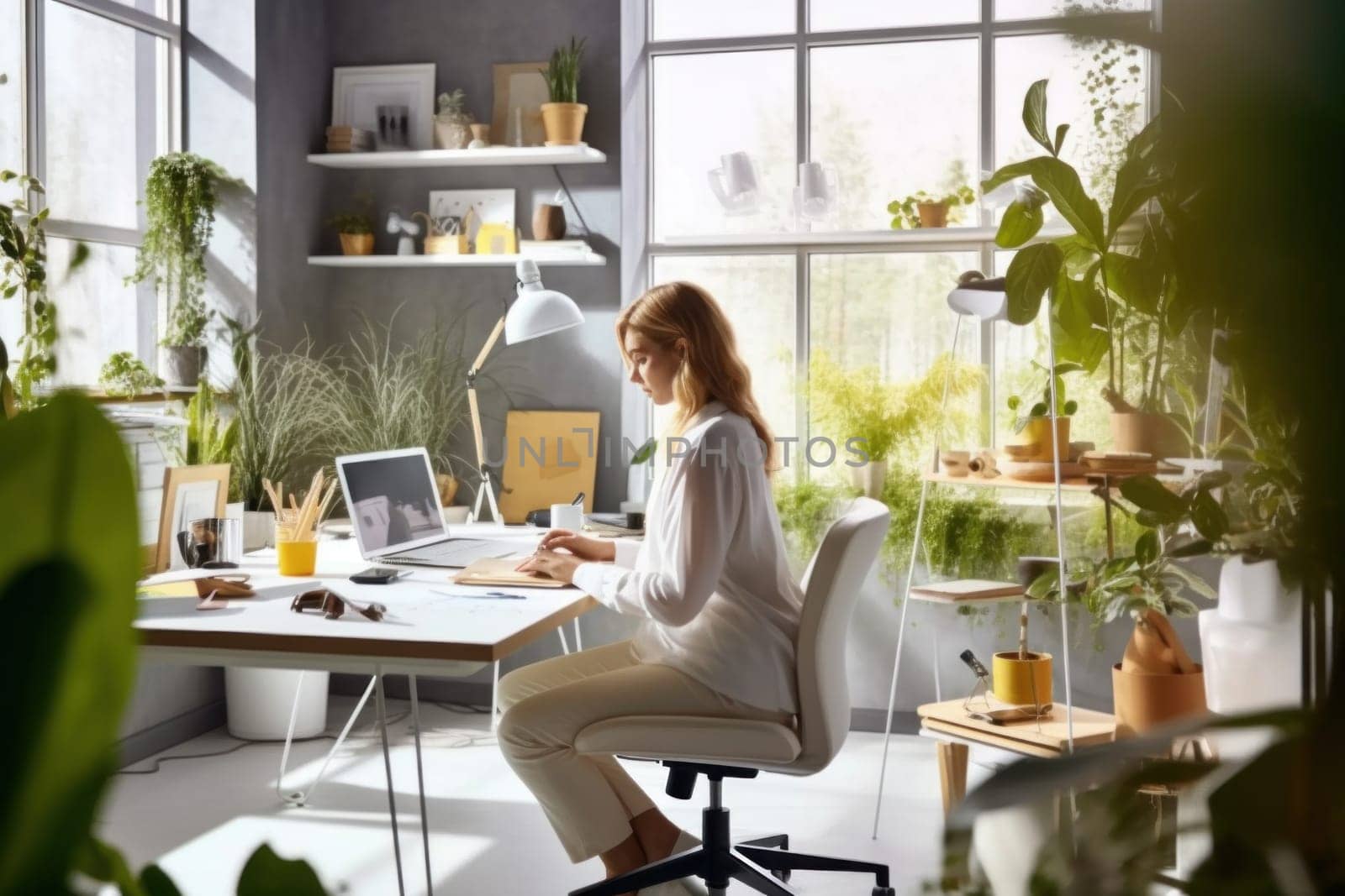 Photo of Woman working in a modern office.