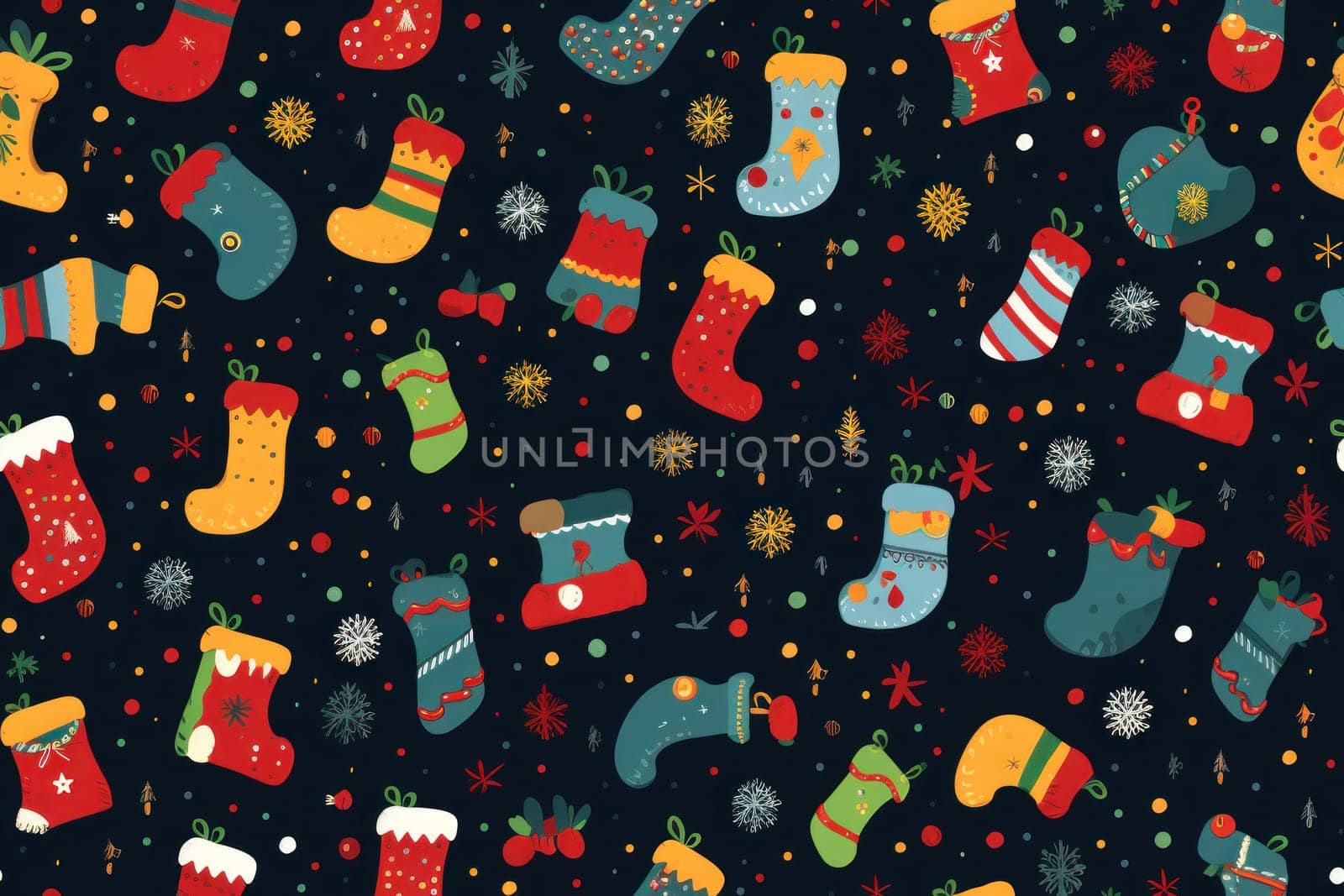 seamless pattern of Christmas stockings background.