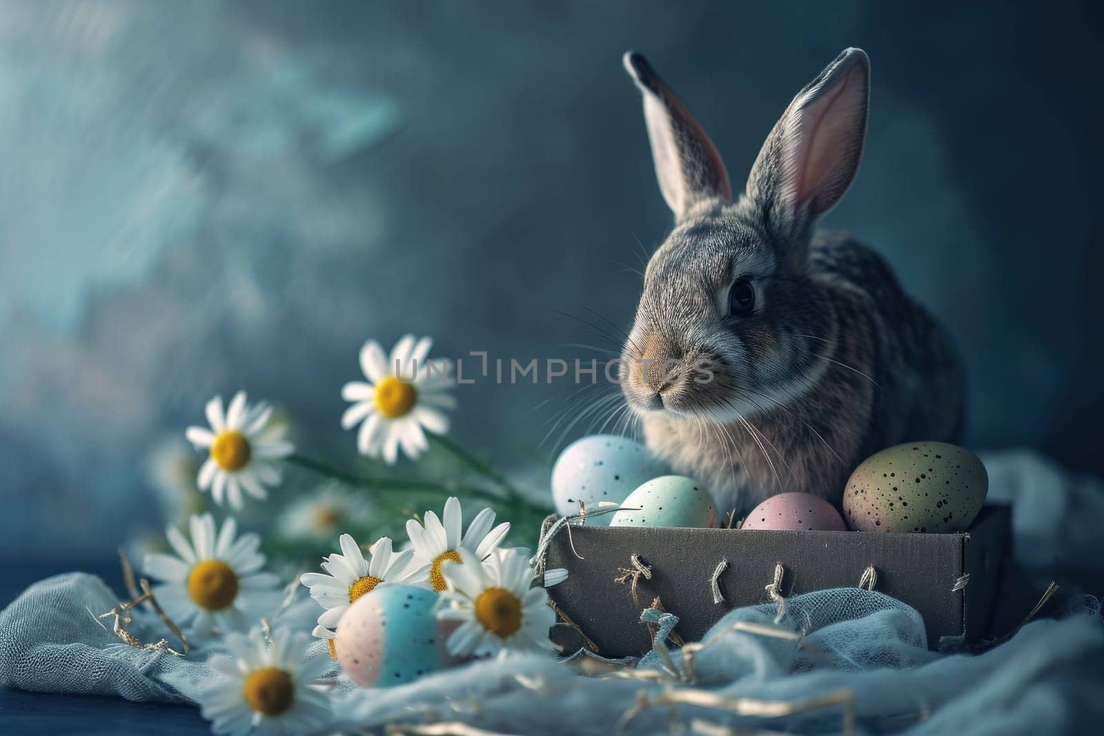Happy Easter, Adorable Easter Bunny With Easter Eggs, colorful Easter eggs, banner and wallpaper.