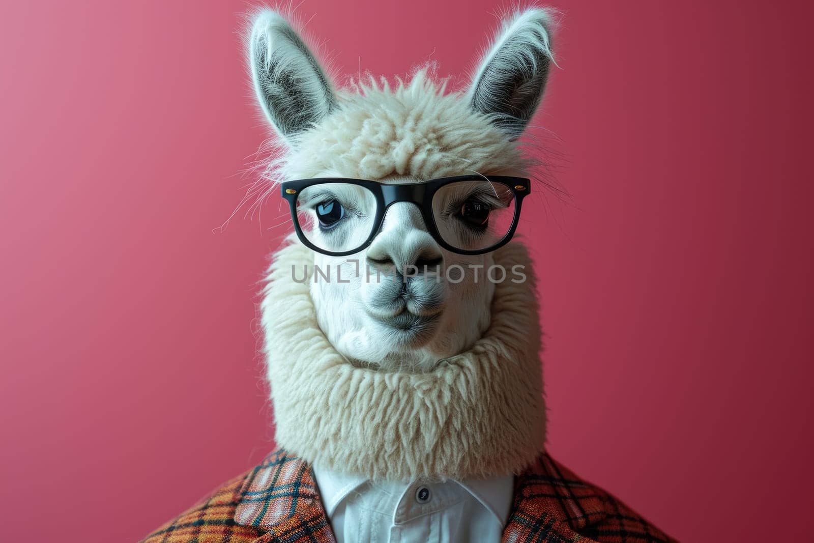 Stylish portrait of dressed up anthropomorphic animal themes, Funny pop art illustration.