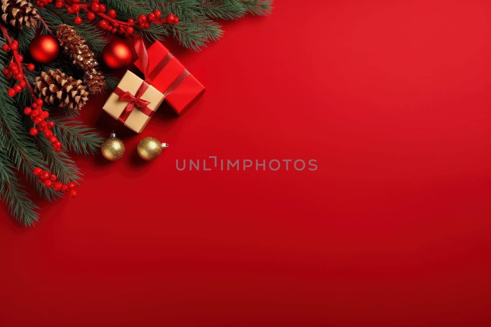 Merry Christmas banner with blank space for text.