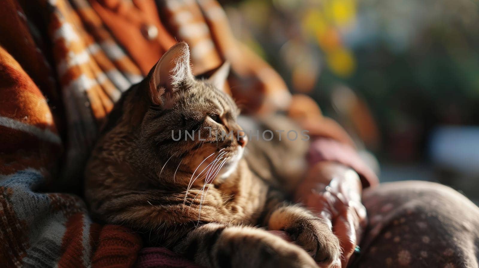 Portrait Older elderly with pet, An aged woman hugs her beloved cat.