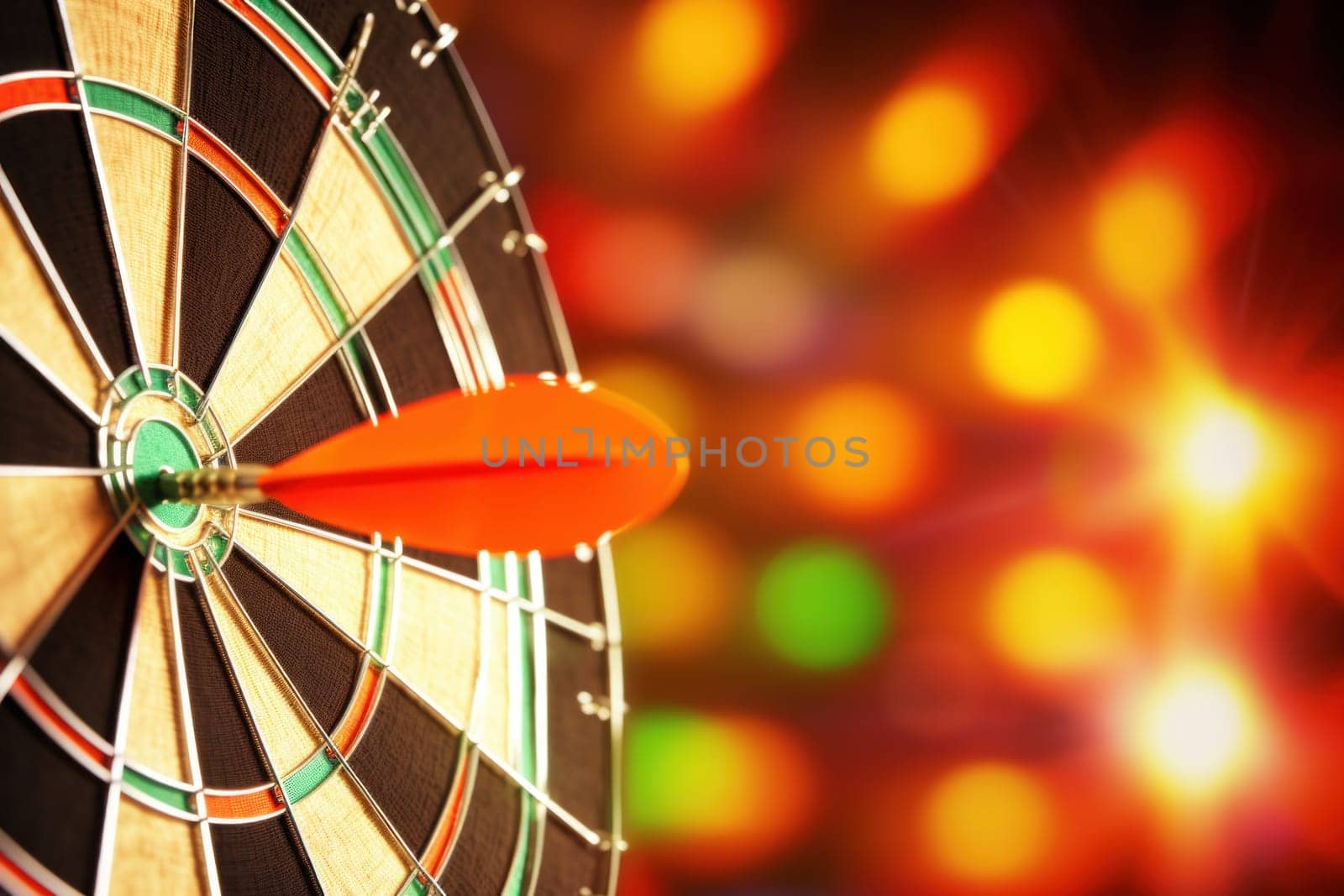 Close up a dart hitting the center of a dart board, Target and goal as concept.