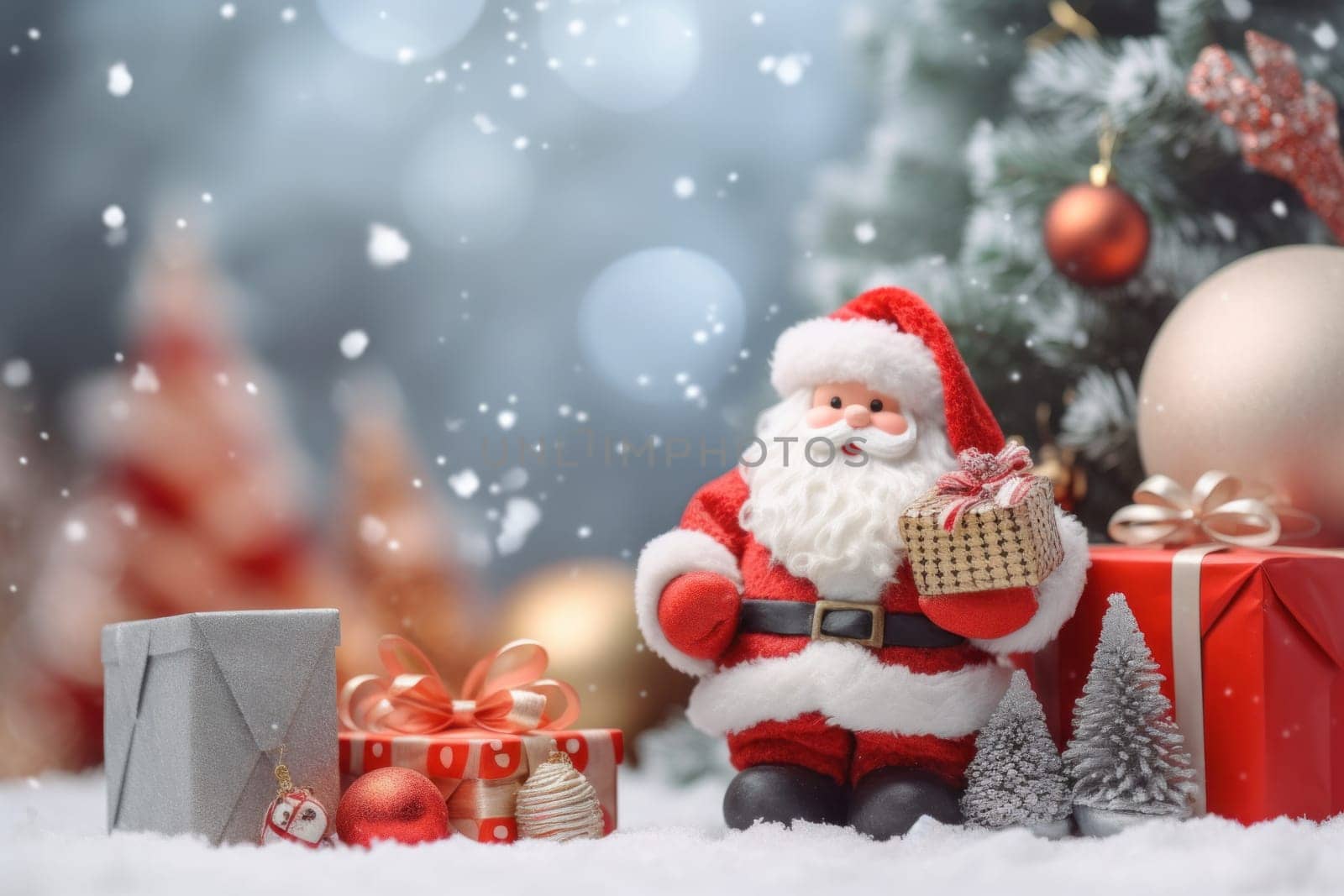 Christmas banner with Christmas decoration background.