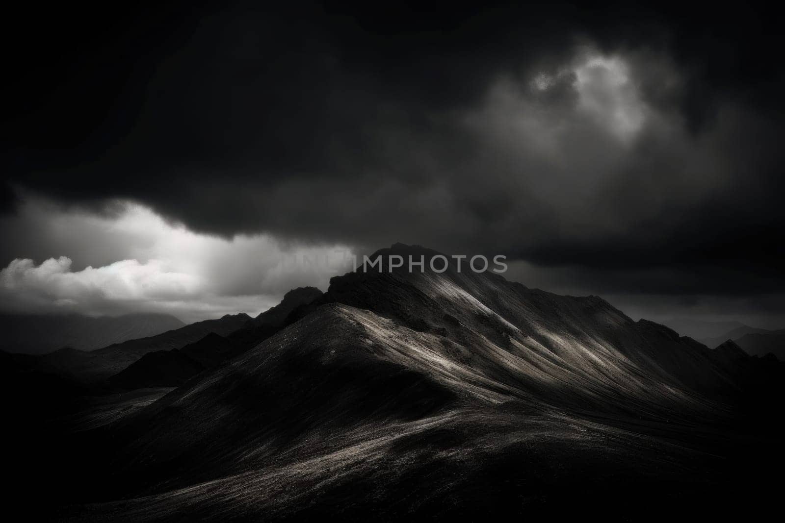 black and white photography of beautiful mountains.