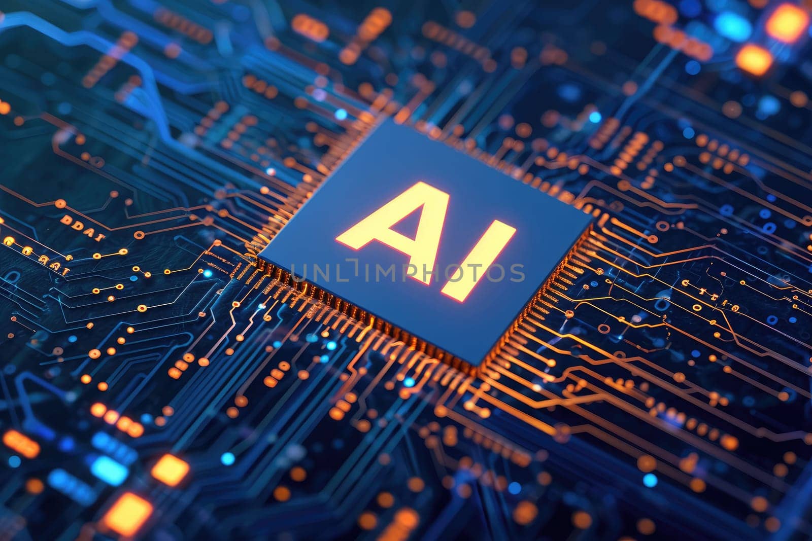 AI. Circuit board. Technology background, Central Computer Processors CPU concept..