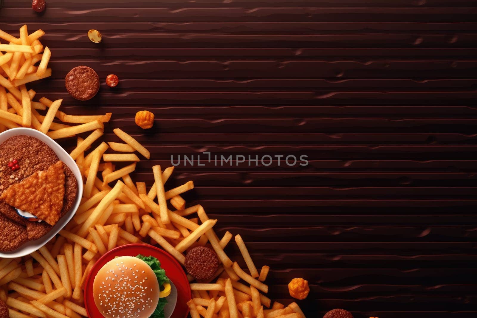 fast food design pattern or junk food design background AI Generative.