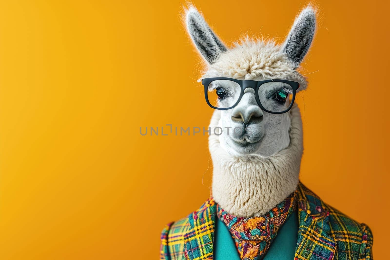 Stylish portrait of dressed up anthropomorphic animal themes, Funny pop art illustration.