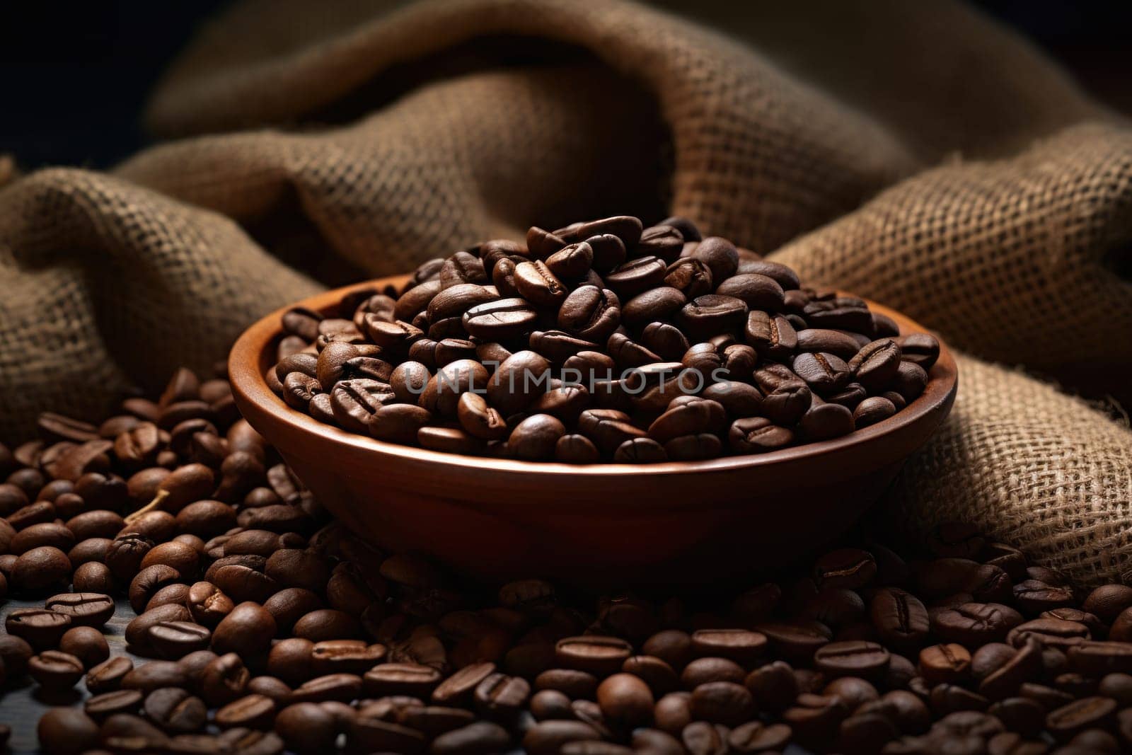 Coffee beans aesthetic scenery background.