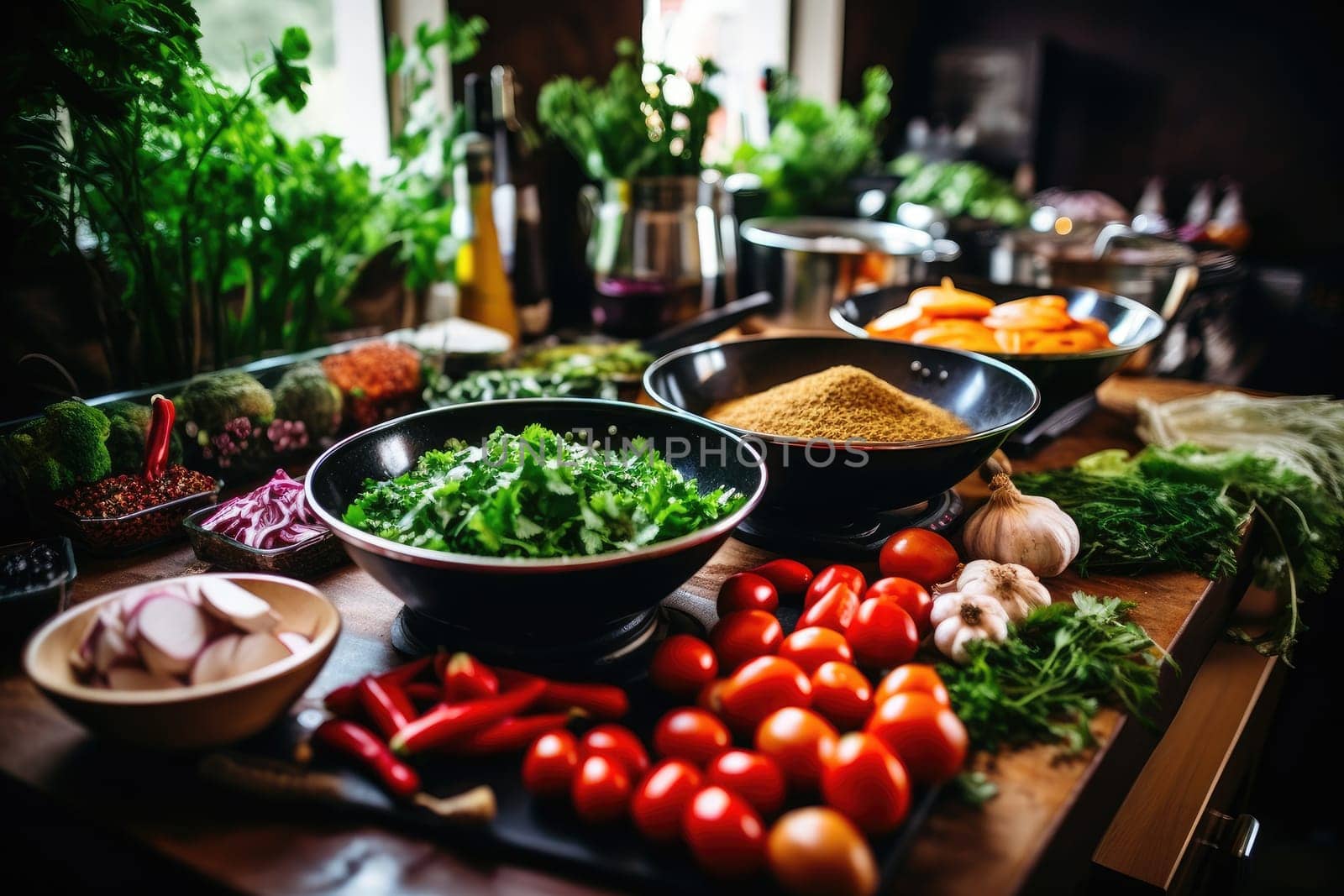 Healthy eating concept with fresh vegetables, Healthy Lifestyle, kitchen, Diet food, AI Generative.