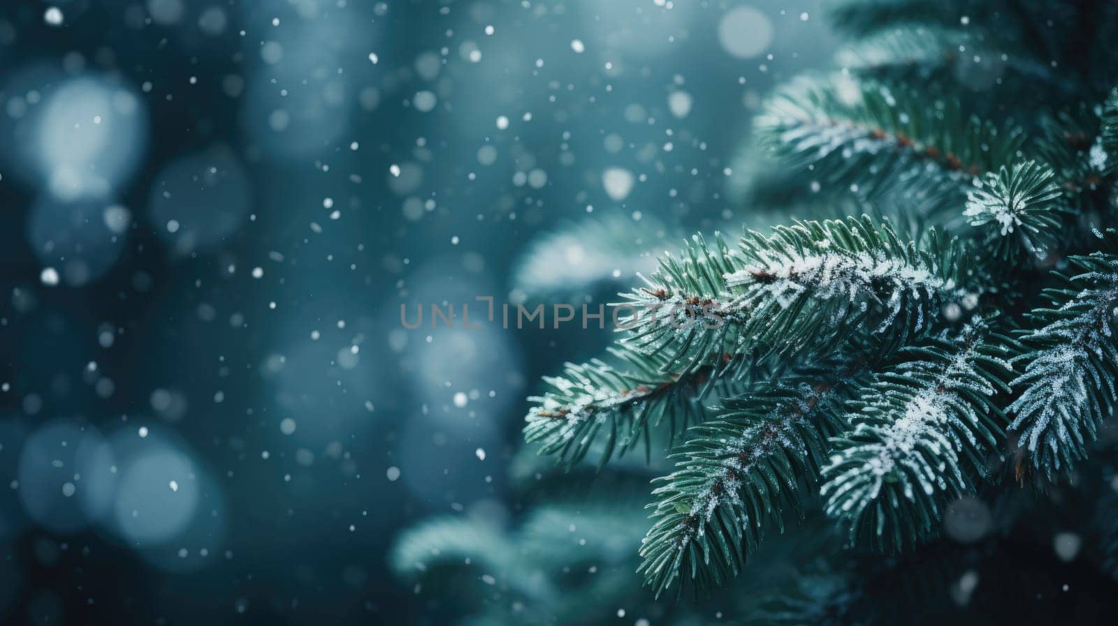 Winter snow background banner with copy space, Christmas, landscape, AI Generative.