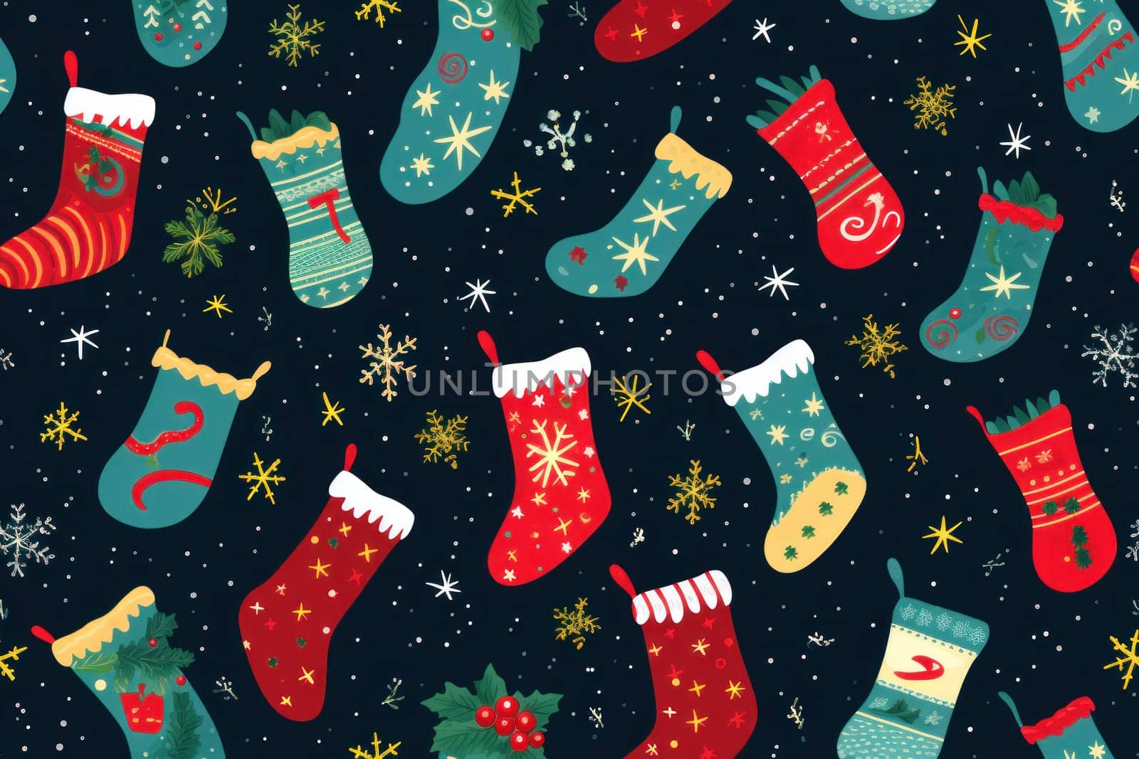 seamless pattern of Christmas stockings background.