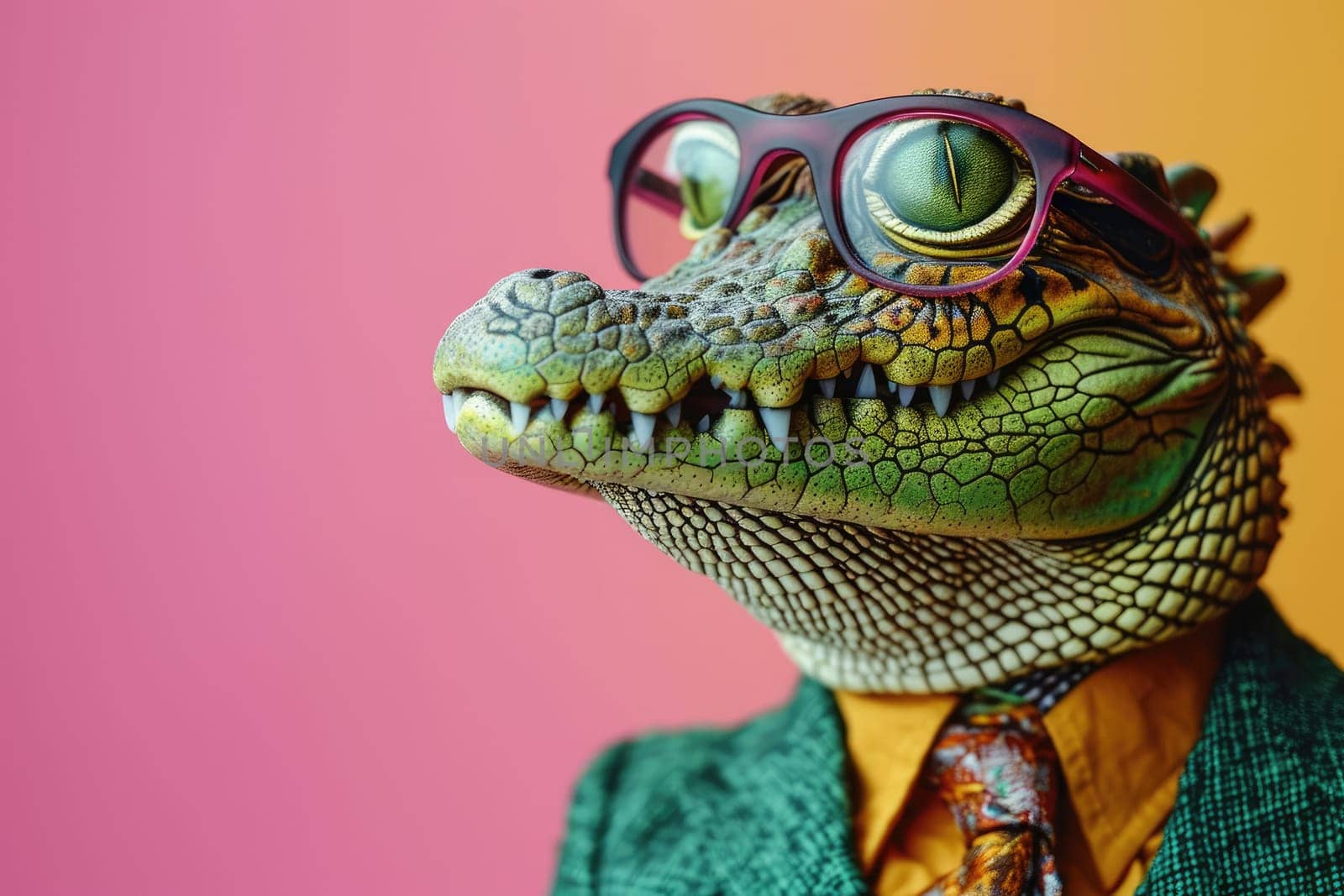 Stylish portrait of dressed up anthropomorphic animal themes, Funny pop art illustration.