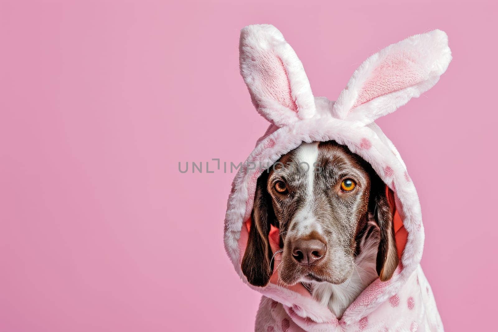Happy dog with bunny ears for Easter, Banner for your advertisement, Easter bunny, happy Easter..