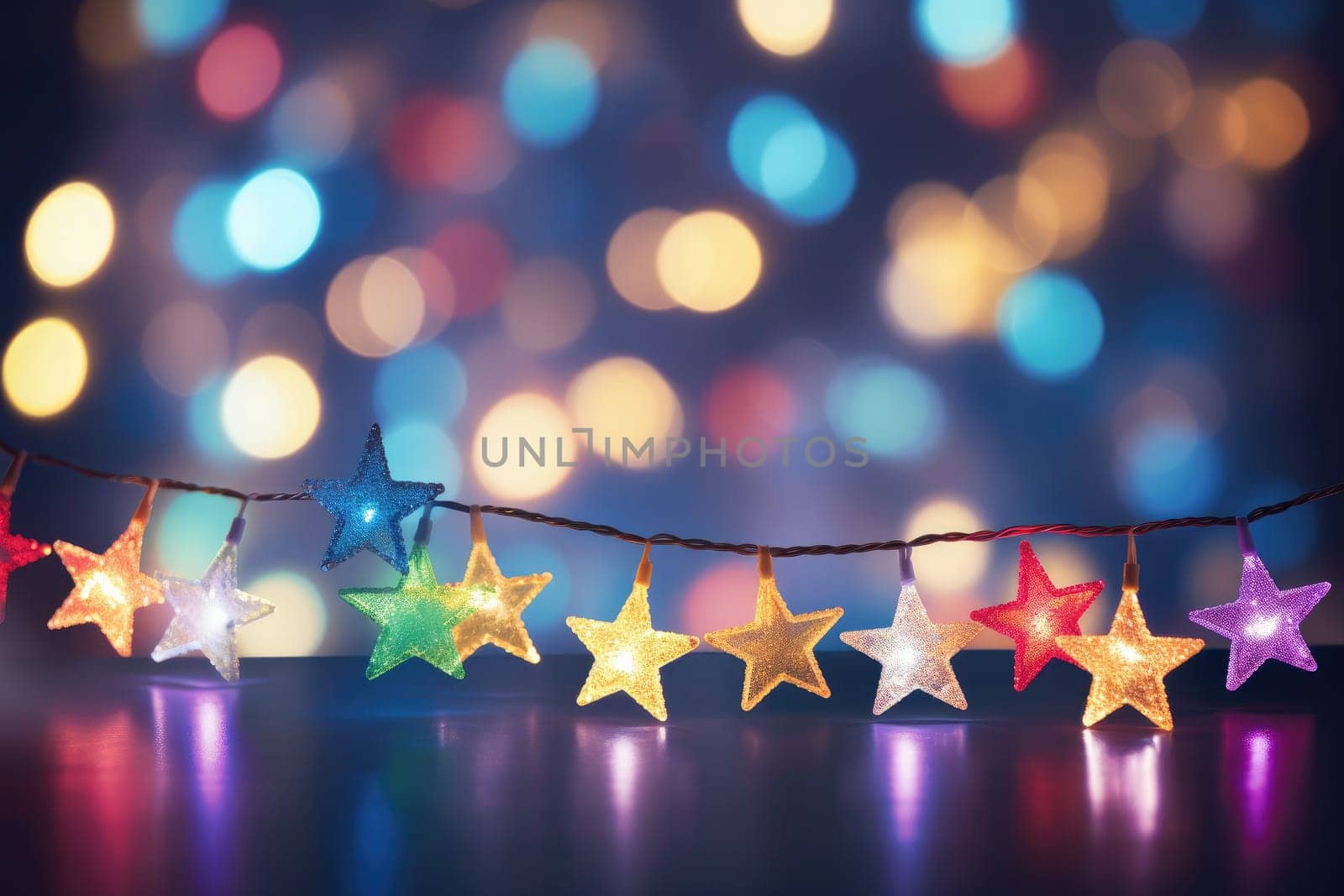 Star shaped bokeh, Christmas decoration celebration holiday background, AI Generative.