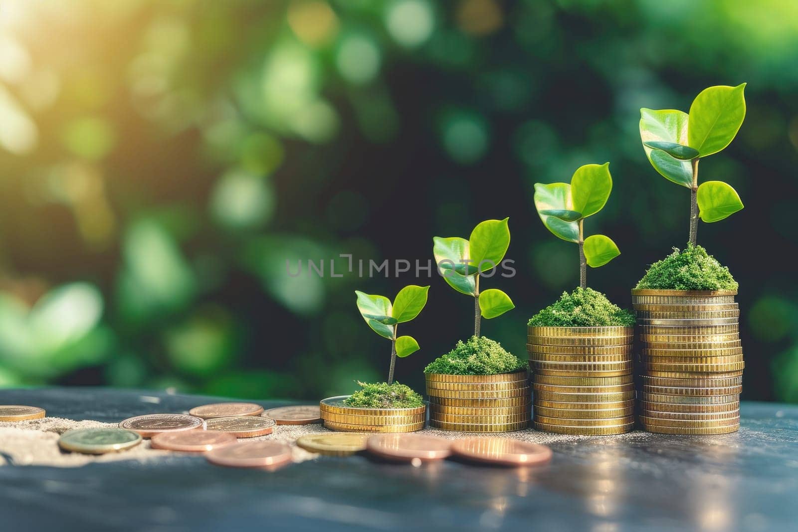 Stack of coins. Financial concept of savings, Investment wealth and prosperity, background banner.