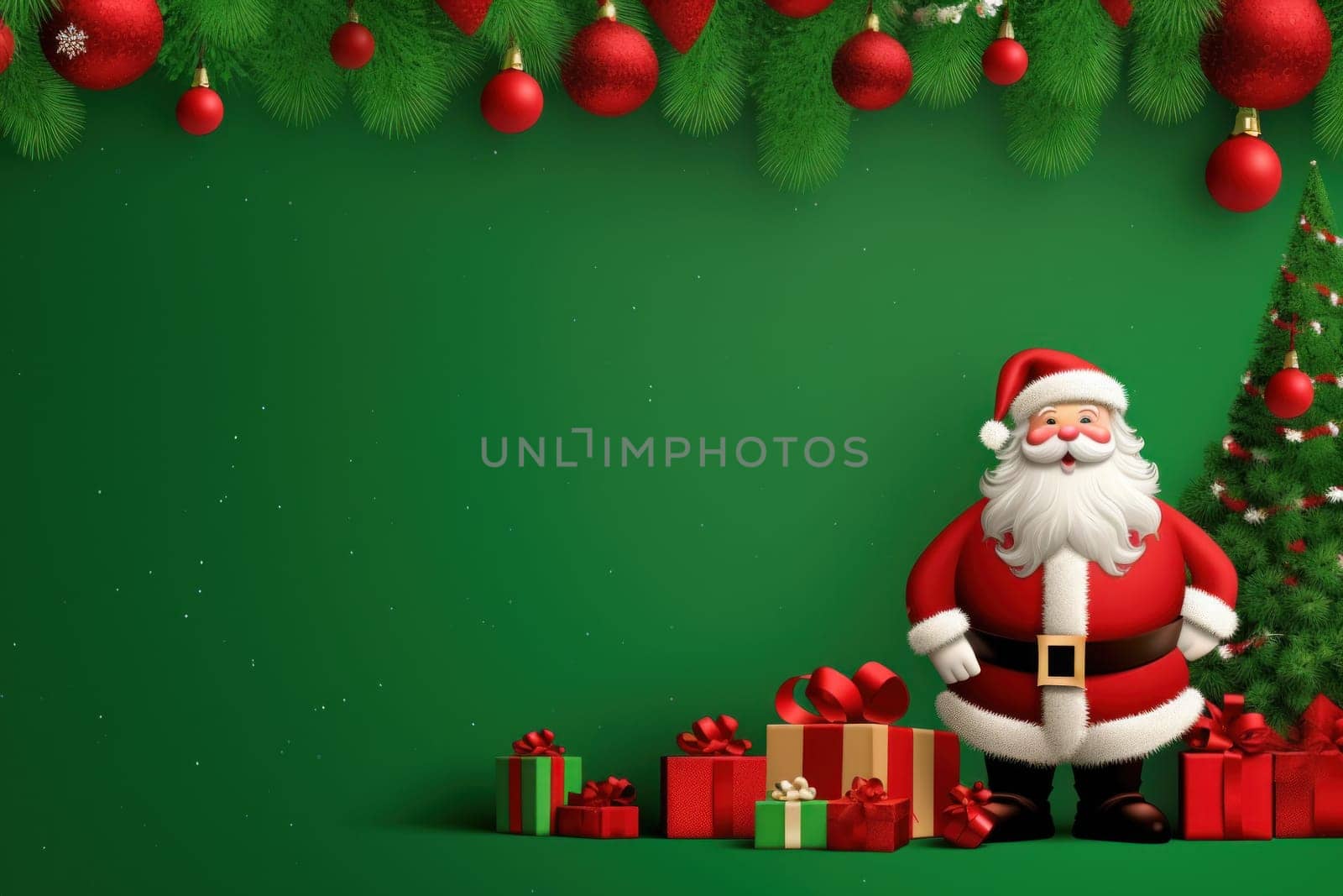 Christmas holiday background or template for a greeting card or banner with copy space for a text.