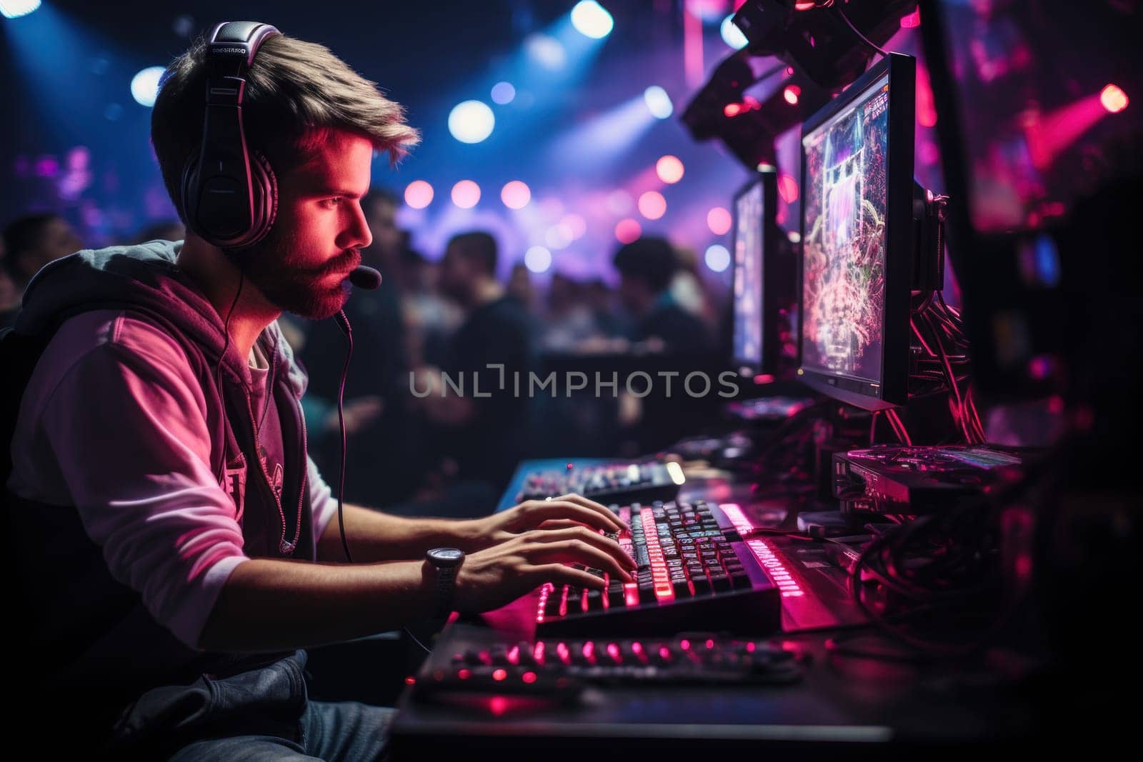 Photo of the esports competition, A gamer competing in an esports tournament.