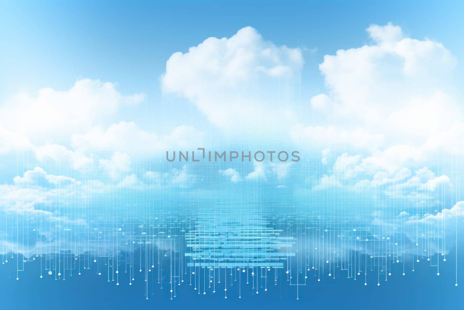 Digital matrix theme light blue sky and clouds backgrounds.