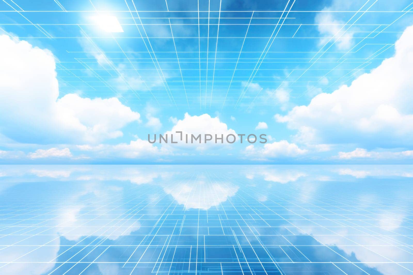 Digital matrix theme light blue sky and clouds backgrounds.