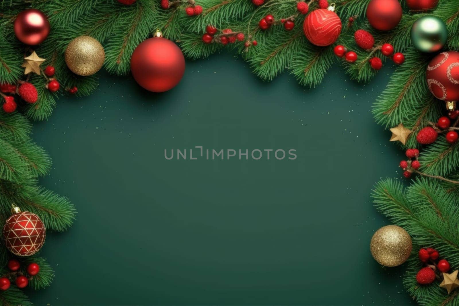 Christmas holiday background or template for a greeting card or banner with copy space for a text.