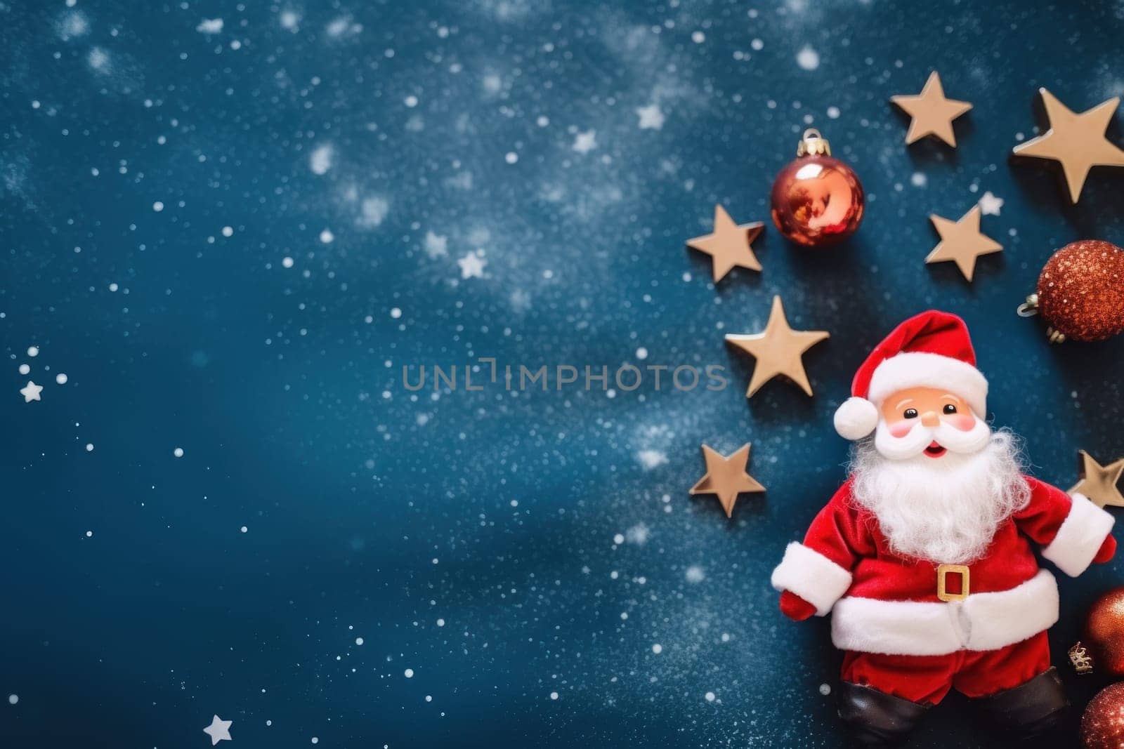 Top view of Christmas banner with christmas decoration, AI Generative.