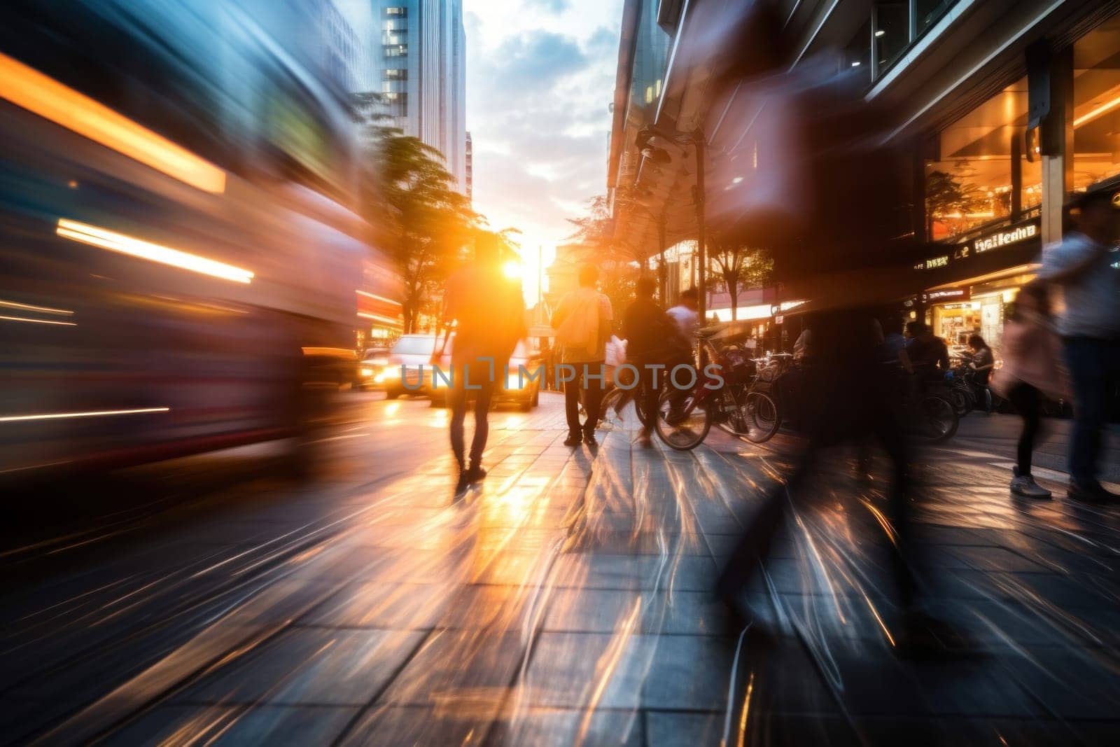 Photo of Motion blur of people commuting in busy street.