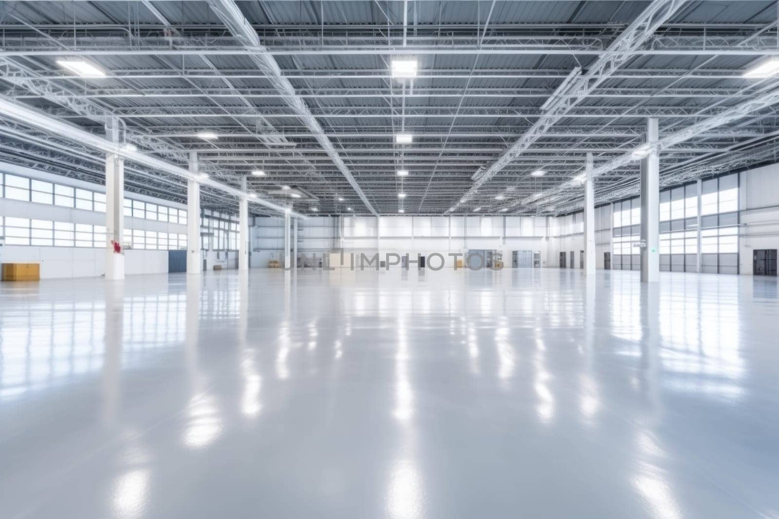 Interior of empty and clean modern warehouse.