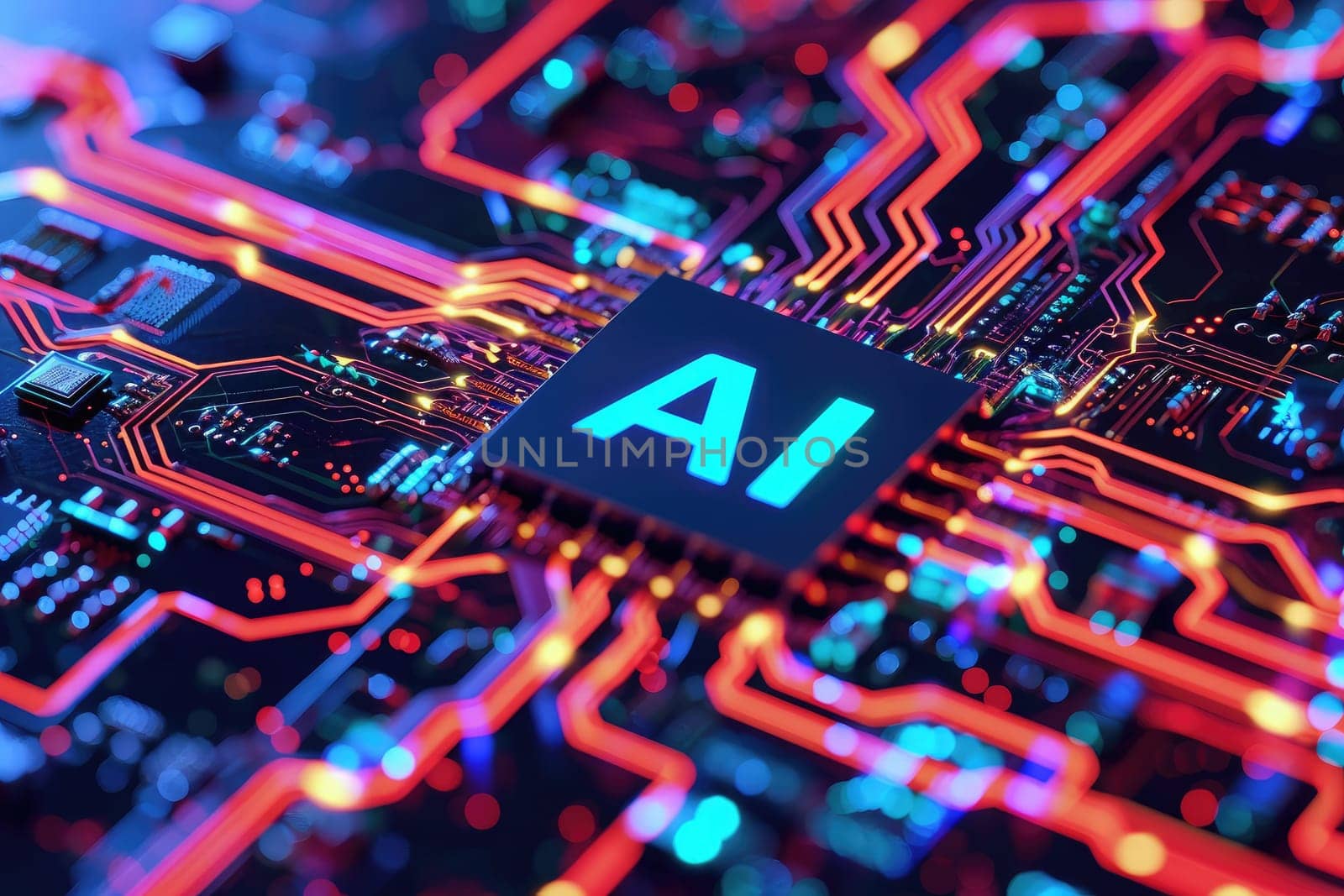 AI. Circuit board. Technology background, Central Computer Processors CPU concept. by nijieimu