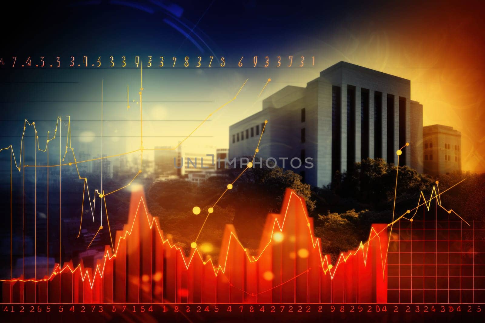 Interest rate hike with money, finance and investment background.
