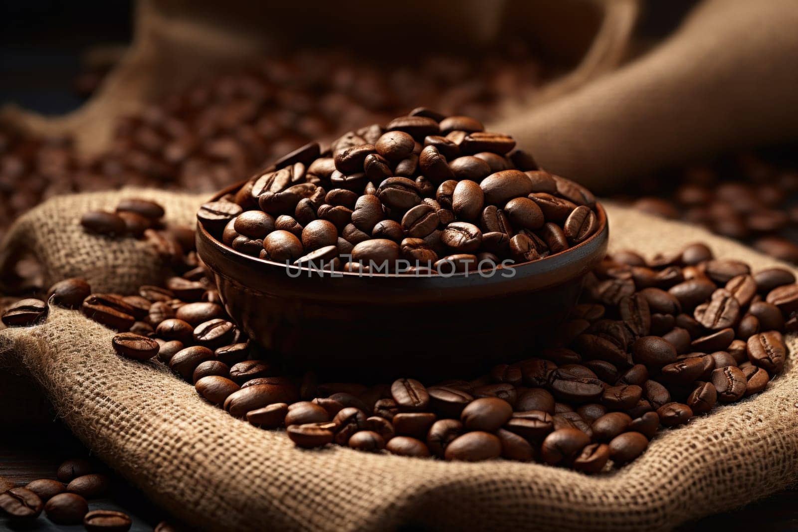 Coffee beans aesthetic scenery background.