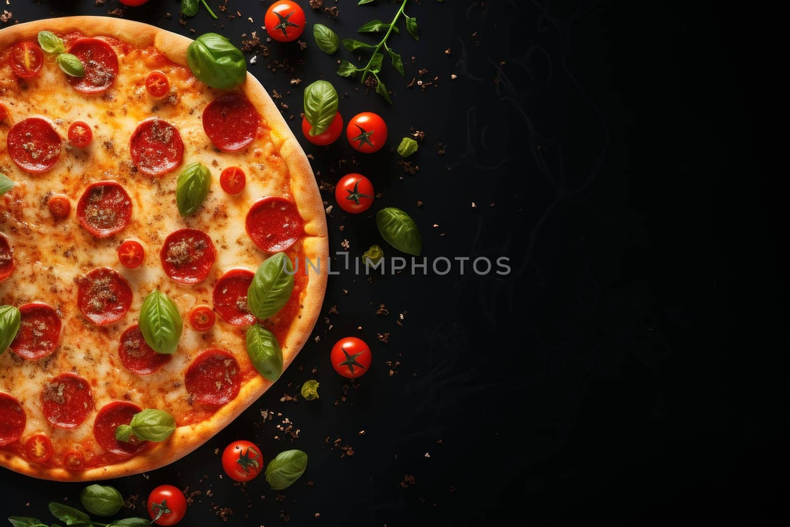 Top view Pizza for advertising background.