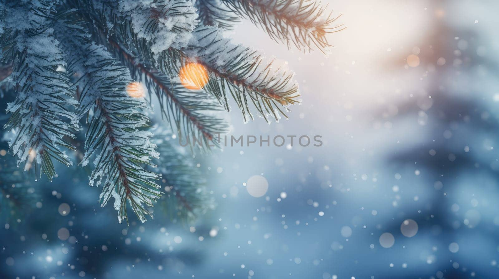 Winter snow background banner with copy space, Christmas, landscape, AI Generative.