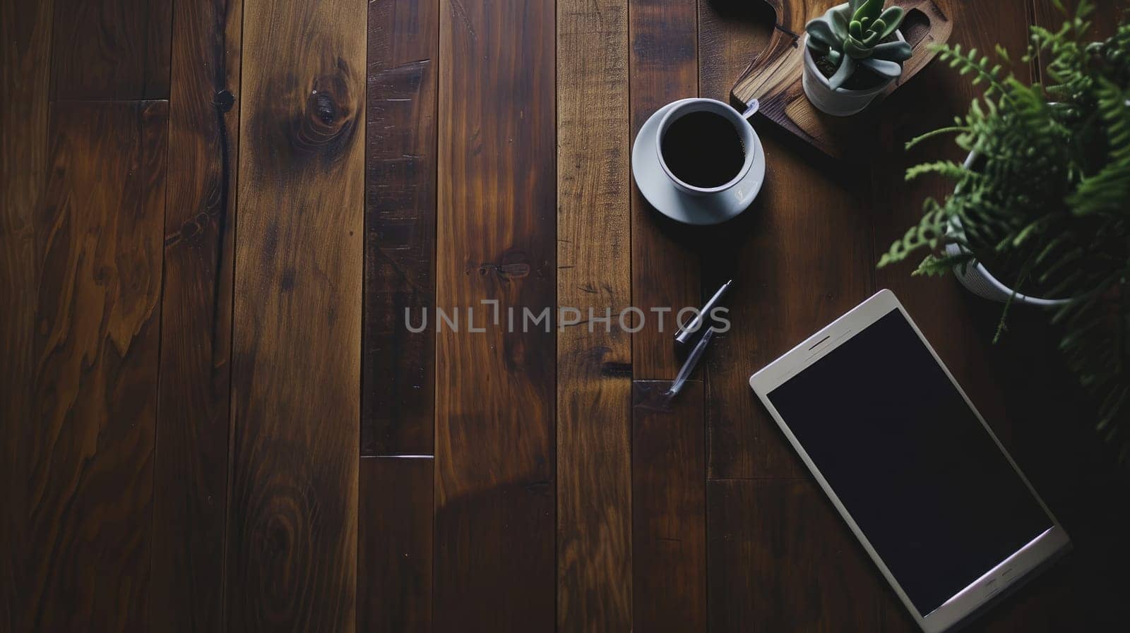 vintage working desk with coffee, coffee break and relax after work, vintage style.