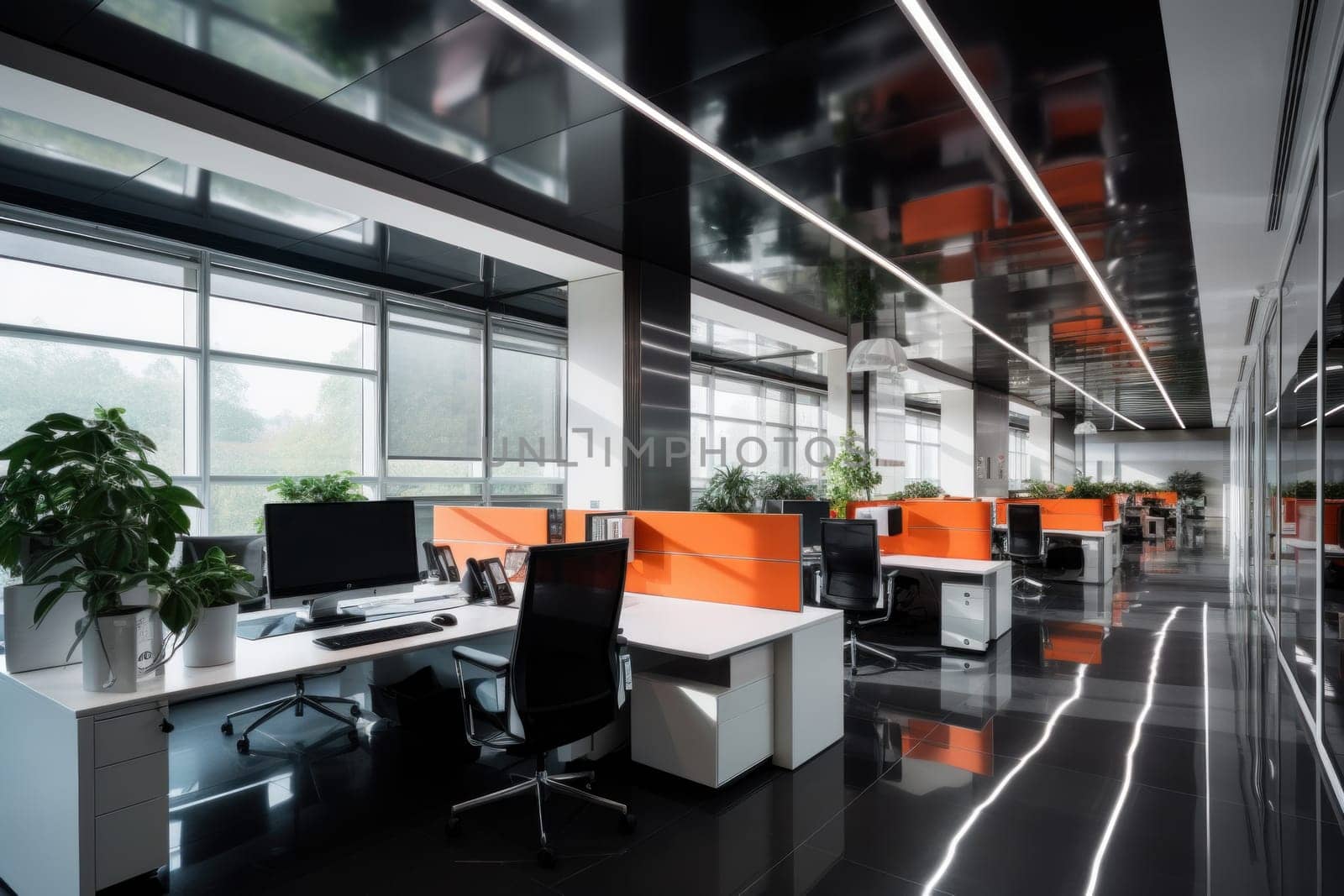 Photo of a sleek and modern corporate office interior by nijieimu