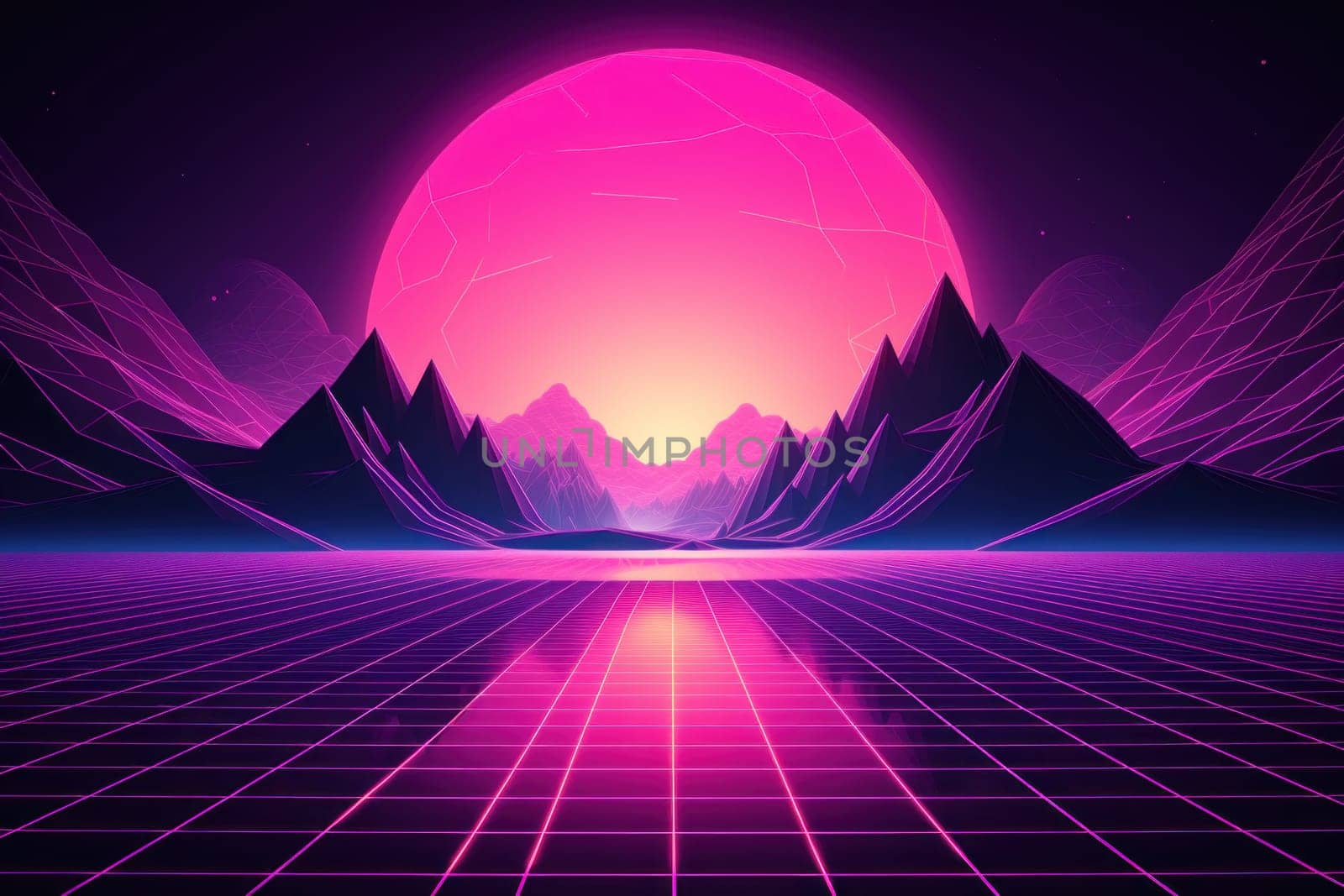 Retro Wave Music Festival Aesthetic scenery background, Retro futuristic 90s Style background by nijieimu