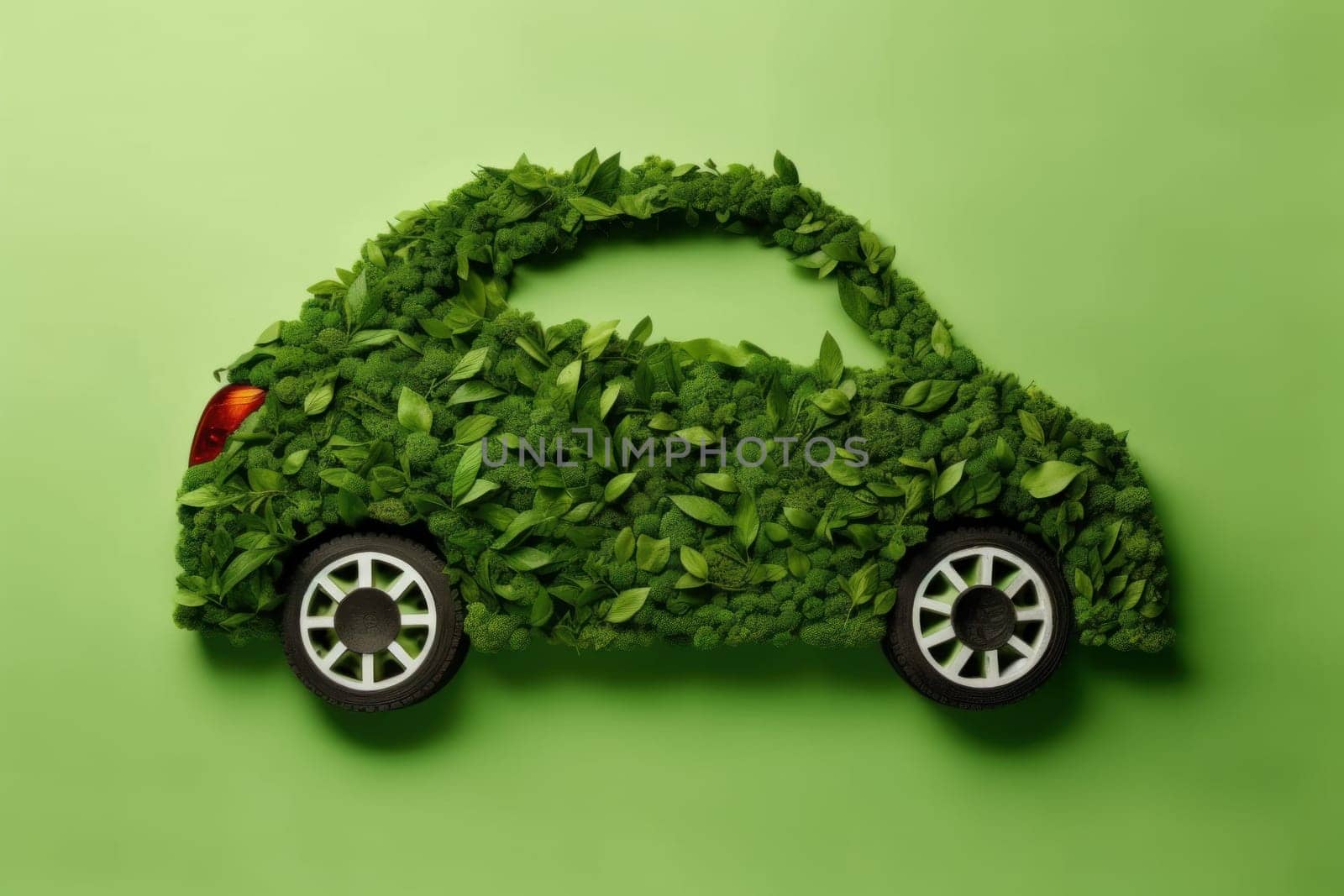 concept of eco car with nature in the city by nijieimu