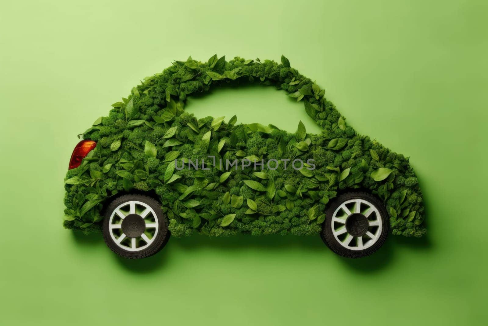 concept of eco car with nature in the city.